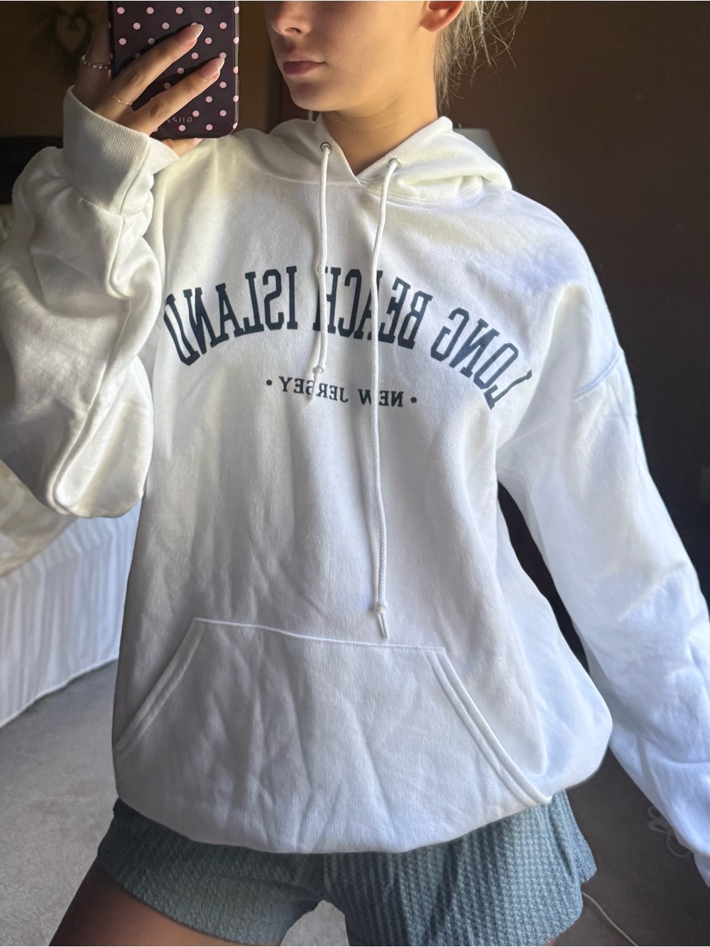 Jerzees White 'Long Beach Island' Graphic Hoodie